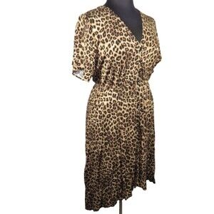 Torrid Leopard Print Short Sleeve Challis Midi Dress Plus Size 3X